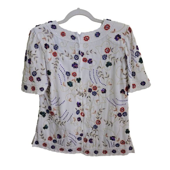 Stunning Vintage Lined Fully Beaded Unique Top Size S - Picture 2 of 5